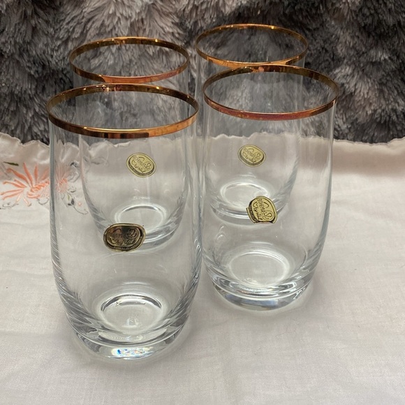 1980 Bohemian Crysalex Geneva old Fashion Gold Rim Whiskey High Ball Glasses. - Picture 2 of 16